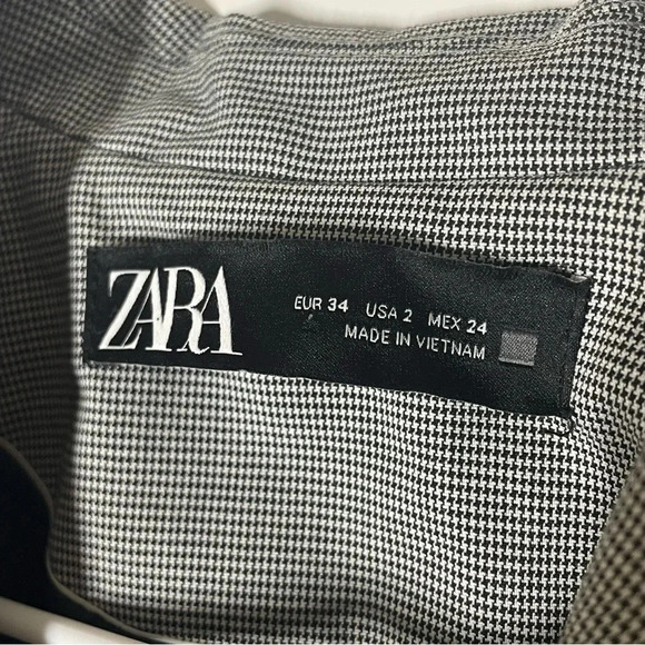 Zara Houndstooth Button Front Blazer Size 2 - Picture 10 of 10